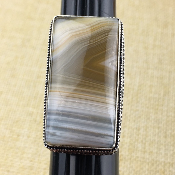 Botswana Agate Stone Statement Ring Size 10 - Picture 8 of 8